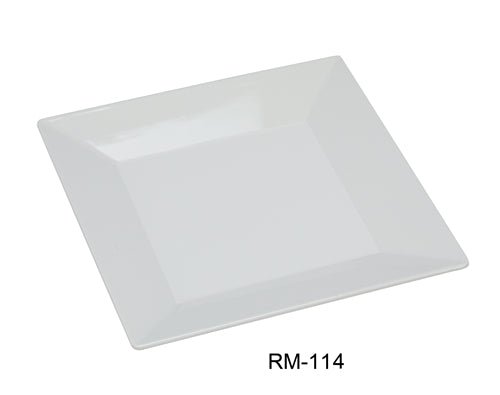 Yanco RM - 114 Rome Square Plate, 14" Length, 14" Width, Melamine, White Color, Pack of 12