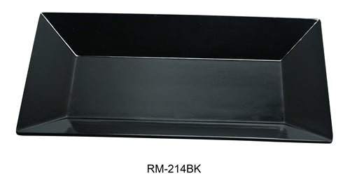 Yanco RM - 214BK Rome Rectangular Plate, 14" Length, 5" Width, Melamine, Black Color, Pack of 12