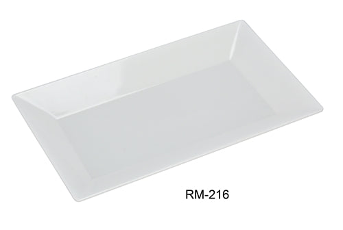 Yanco RM-216 Rome Rectangular Plate, 16" Length, 9.5" Width, Melamine, White Color, Pack of 12