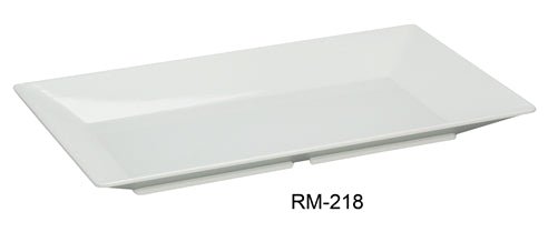 Yanco RM - 218 Rome Rectangular Plate, 18" Length, 10.5" Width, Melamine, White Color, Pack of 12