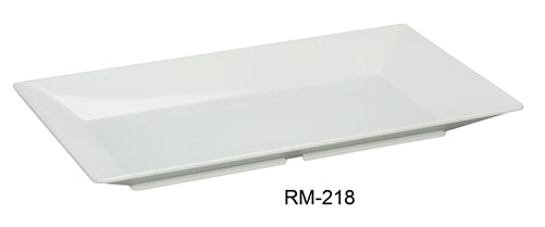 Yanco RM-218 Rome Rectangular Plate, 18" Length, 10.5" Width, Melamine, White Color, Pack of 12