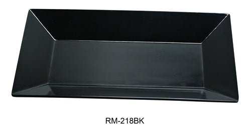 Yanco RM - 218BK Rome Rectangular Plate, 18" Length, 10.5" Width, Melamine, Black Color, Pack of 12