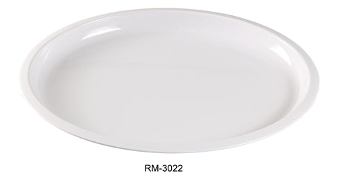 Yanco RM-3022 Rome Turkey Platter, 22" Length, 18" Width, 1.25" Height, Melamine, White Color, Pack of 6