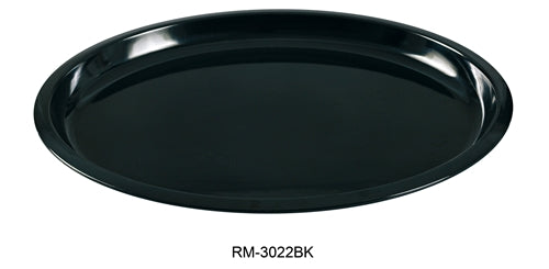 Yanco RM-3022BK Rome Turkey Platter, 1.25" Height, 18" Width, 22" Length, Melamine, Black Color, Pack of 6