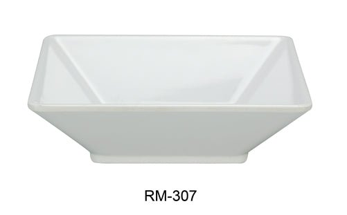 Yanco RM - 307 Rome Square Deep Plate, 22 oz Capacity, 7" Length, 7" Width, 2" Height, Melamine, White Color, Pack of 24