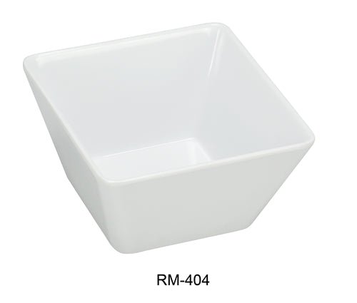 Yanco RM - 404 Rome Square Bowl, 10 oz Capacity, 3.75" Length, 3.75" Width, 2.5" Height, Melamine, White Color, Pack of 72