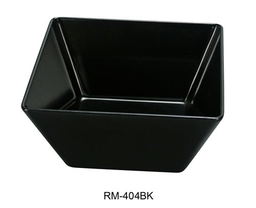 Yanco RM - 404BK Rome Square Bowl, 10 oz Capacity, 3.75" Length, 3.75" Width, 2.5" Height, Melamine, Black Color, Pack of 72