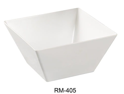 Yanco RM-405 Rome Square Bowl, 18 oz Capacity, 5" Length, 5" Width, 2.75" Height, Melamine, White Color, Pack of 48