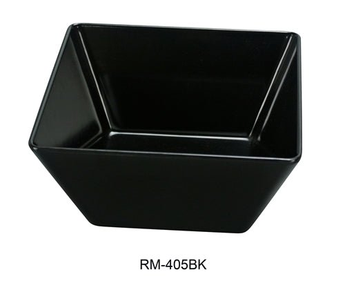 Yanco RM - 405BK Rome Square Bowl, 18 oz Capacity, 5" Length, 5" Width, 2.75" Height, Melamine, Black Color, Pack of 48