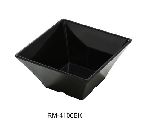 Yanco RM - 4106BK Rome Black 6" SQUARE BOWL 26 OZ, 3" Height, Melamine, Black Color, Pack of 24