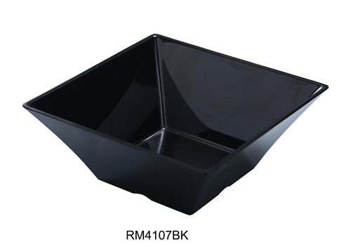 Yanco RM-4107BK Rome Square Bowl, 2 qt Capacity, 7.5" Width, 7.5" Length, 3.75" Height, Melamine, Black Color, Pack of 24