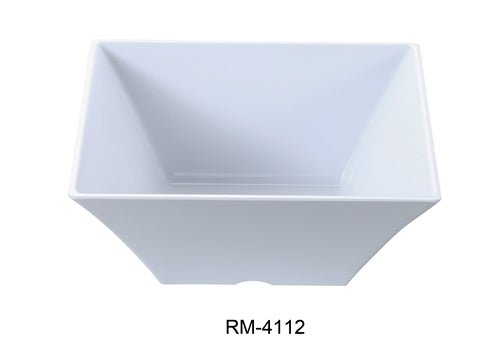 Yanco RM - 4112 Rome 12" Square Bowl, 8 qt Capacity, 5.5" Height, Melamine, White Color, Pack of 6