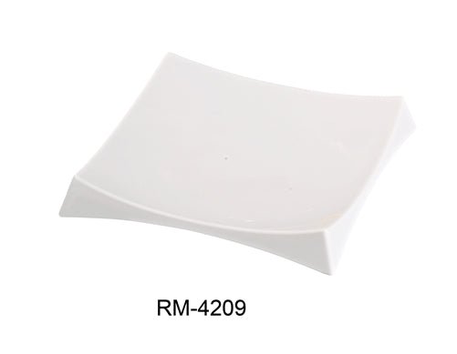 Yanco RM - 4209 Rome Square Sushi Plate with Foot, 8.5" Width, 8.5" Length, Melamine, White Color, Pack of 12