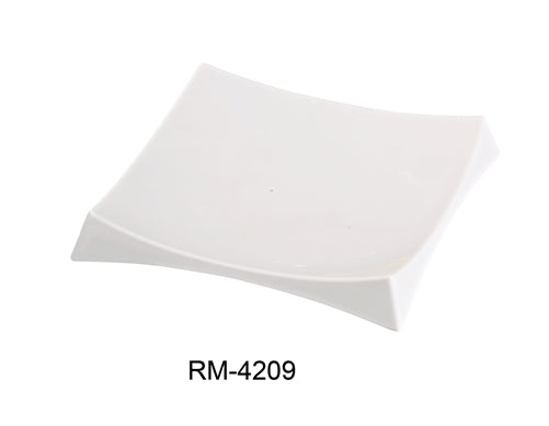Yanco RM-4209 Rome Square Sushi Plate with Foot, 8.5" Width, 8.5" Length, Melamine, White Color, Pack of 12