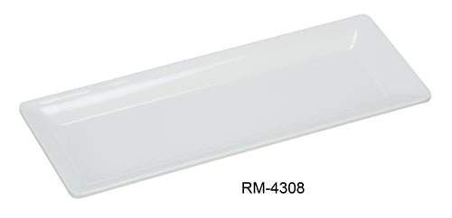 Yanco RM - 4308 Rome Rectangular Plate, 9.25" Length, 3.5" Width, Melamine, White Color, Pack of 48