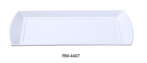 Yanco RM-4407 Rome Rectangular Plate, 13.75" Length, 6.5" Width, Melamine, White Color, Pack of 24