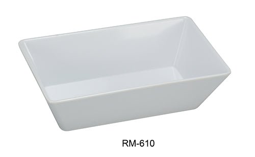 Yanco RM - 610 Rome Rectangular Deep Plate, 9.75" Length, 5.875" Width, 2.5" Height, Melamine, White Color, Pack of 24