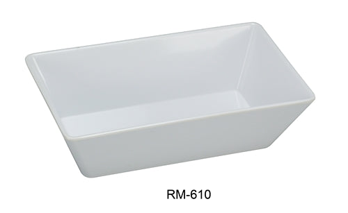 Yanco RM-610 Rome Rectangular Deep Plate, 9.75" Length, 5.875" Width, 2.5" Height, Melamine, White Color, Pack of 24