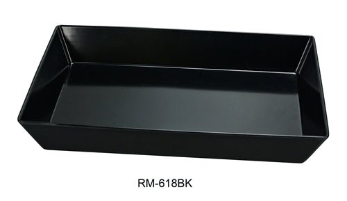 Yanco RM - 618BK Rome Rectangular Deep Plate, 17.75" Length, 11.75" Width, 2.5" Height, Melamine, Black Color, Pack of 6