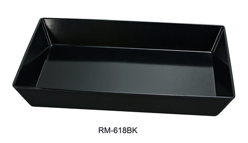 Yanco RM-618BK Rome Rectangular Deep Plate, 17.75" Length, 11.75" Width, 2.5" Height, Melamine, Black Color, Pack of 6