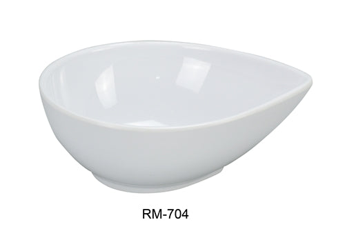Yanco RM-704 Rome Water Drop Shape Dish, 4 oz Capacity, 4" Length, 3.5" Width, 1.5" Height, Melamine, White Color, Pack of 72