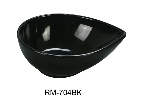 Yanco RM-704BK Rome Water Drop Shape Dish, 4 oz Capacity,  4" Length, 3.5" Width, 1.5" Height, Melamine, Black Color, Pack of 72