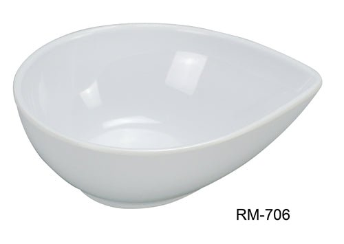 Yanco RM - 706 Rome Water Drop Shape Dish, 10 oz. 5.75" Length, 4.5" Width, 2" Height, Melamine, White Color, Pack of 48