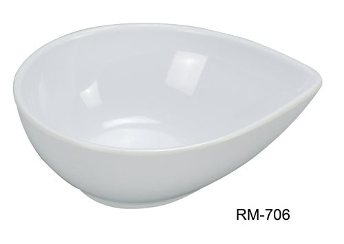 Yanco RM-706 Rome Water Drop Shape Dish, 10 oz. 5.75" Length, 4.5" Width, 2" Height, Melamine, White Color, Pack of 48