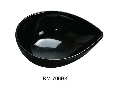 Yanco RM - 706BK Rome Water Drop Shape Dish, 10 oz Capacity, 5.75" Length, 4.5" Width, 2" Height, Melamine, Black Color, Pack of 48