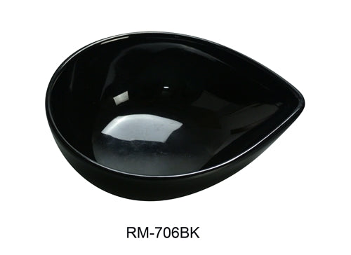 Yanco RM-706BK Rome Water Drop Shape Dish, 10 oz Capacity, 5.75" Length, 4.5" Width, 2" Height, Melamine, Black Color, Pack of 48