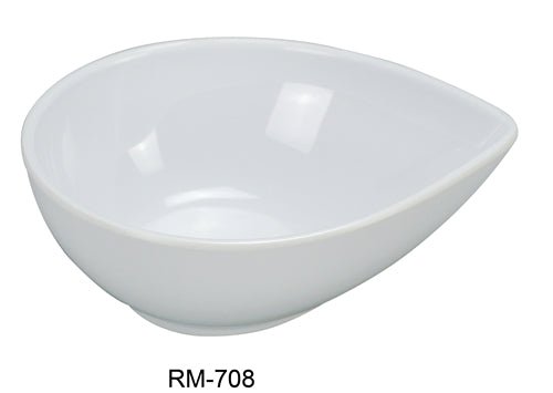 Yanco RM - 708 Rome Water Drop Shape Bowl, 26 oz Capacity, 8" Length, 6" Width, 2.75" Height, Melamine, White Color, Pack of 48