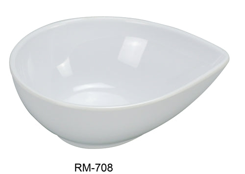 Yanco RM-708 Rome Water Drop Shape Bowl, 26 oz Capacity, 8" Length, 6" Width, 2.75" Height, Melamine, White Color, Pack of 48