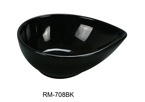 Yanco RM-708BK Rome Water Drop Shape Bowl, 26 oz Capacity, 8" Length,  6" Width, 2.75" Height, Melamine, Black Color, Pack of 48