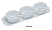 Yanco RM - 9002 Rome Condiment Bowl Set, 16" Saucer with Three 4" Bowls & 3 Spoons, Melamine, White Color, Pack of 12