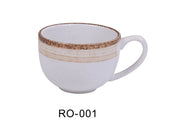Yanco RO - 001 ROCKEYE - 2 3 1/2" x 2 1/2" Cup, 7 Oz, China, Two - Tone, White & Brown, Pack of 36