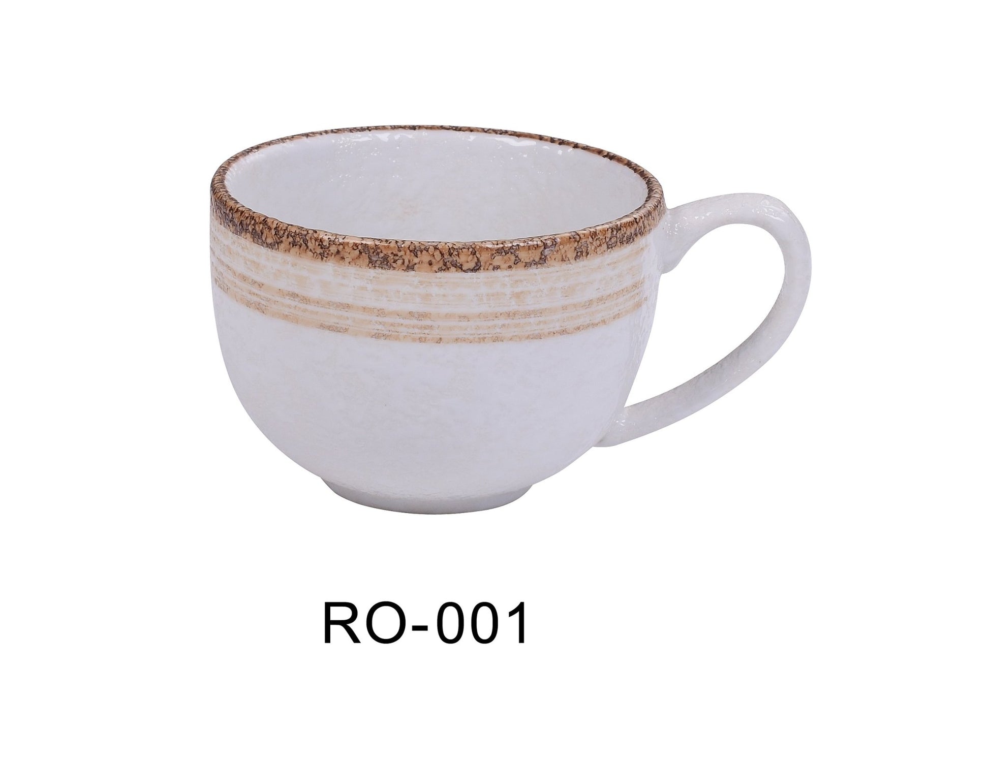 Yanco RO - 001 ROCKEYE - 2 3 1/2" x 2 1/2" Cup, 7 Oz, China, Two - Tone, White & Brown, Pack of 36