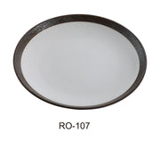 Yanco RO - 107 ROCKEYE 7" Round Coupe Shape Plate, China, Two - Tone, White & Brown, Pack of 36