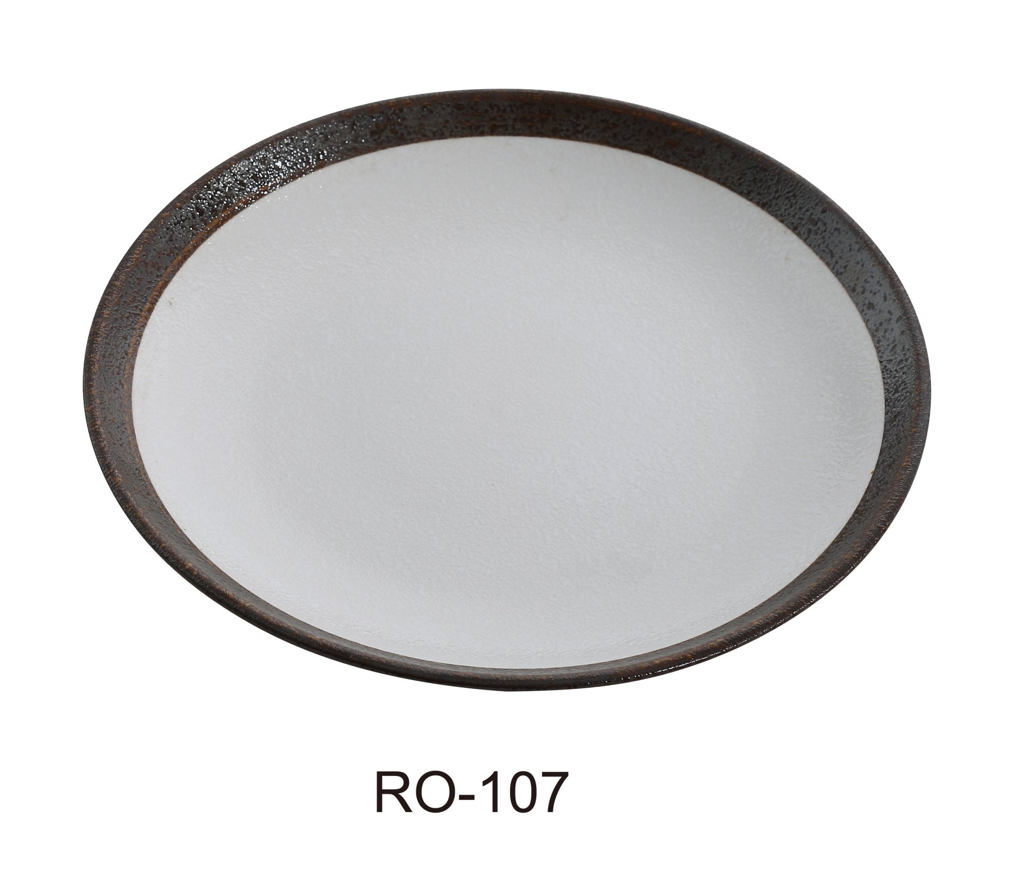 Yanco RO - 107 ROCKEYE 7" Round Coupe Shape Plate, China, Two - Tone, White & Brown, Pack of 36