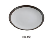 Yanco RO - 112 ROCKEYE 12" x 1 1/8" Round Coupe Plate, China, Two - Tone, White & Brown, Pack of 12