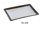 Yanco RO - 208 ROCKEYE 8" x 5 1/2" x 7/8", Rectangular Plate, Two - Tone, China, White & Brown, Pack of 36
