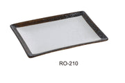 Yanco RO - 210 ROCKEYE 10" L x 7" W x 1 1/8" H, Rectangular Plate, Two - Tone, China, White & Brown, Pack of 24