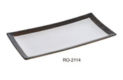 Yanco RO - 2114 ROCKEYE 13 1/2" x 6 1/2" Rectangular Plate, China, Two - Tone, White & Brown, Pack of 12