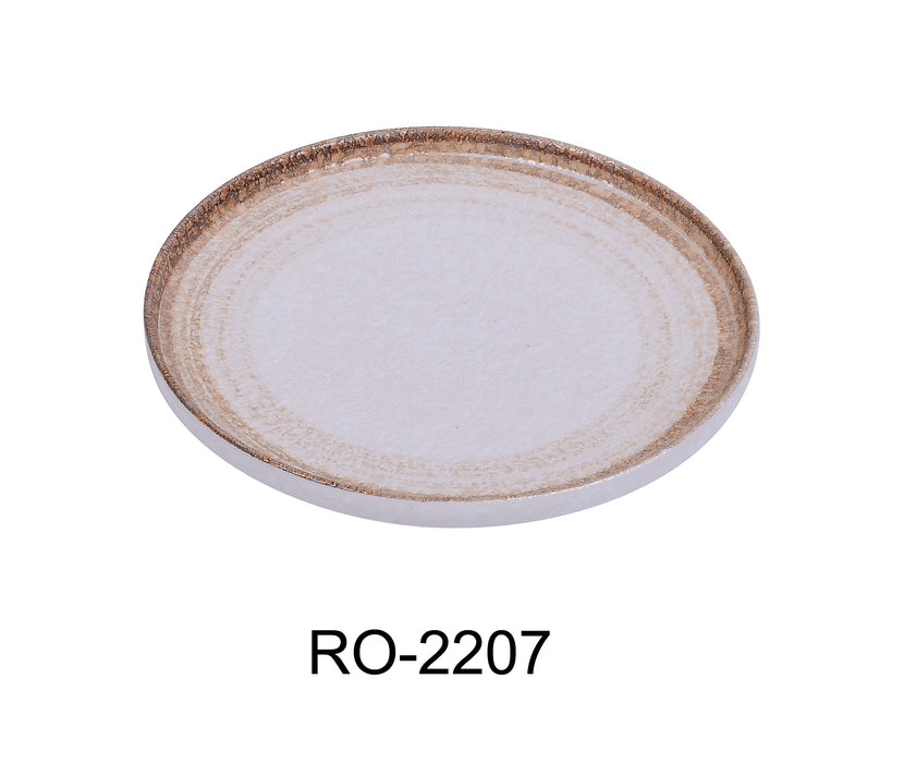 Yanco RO-2207 ROCKEYE-2 7 1/4" x 7/8" Round Plate, China, Two-Tone, White & Brown, Pack of 36