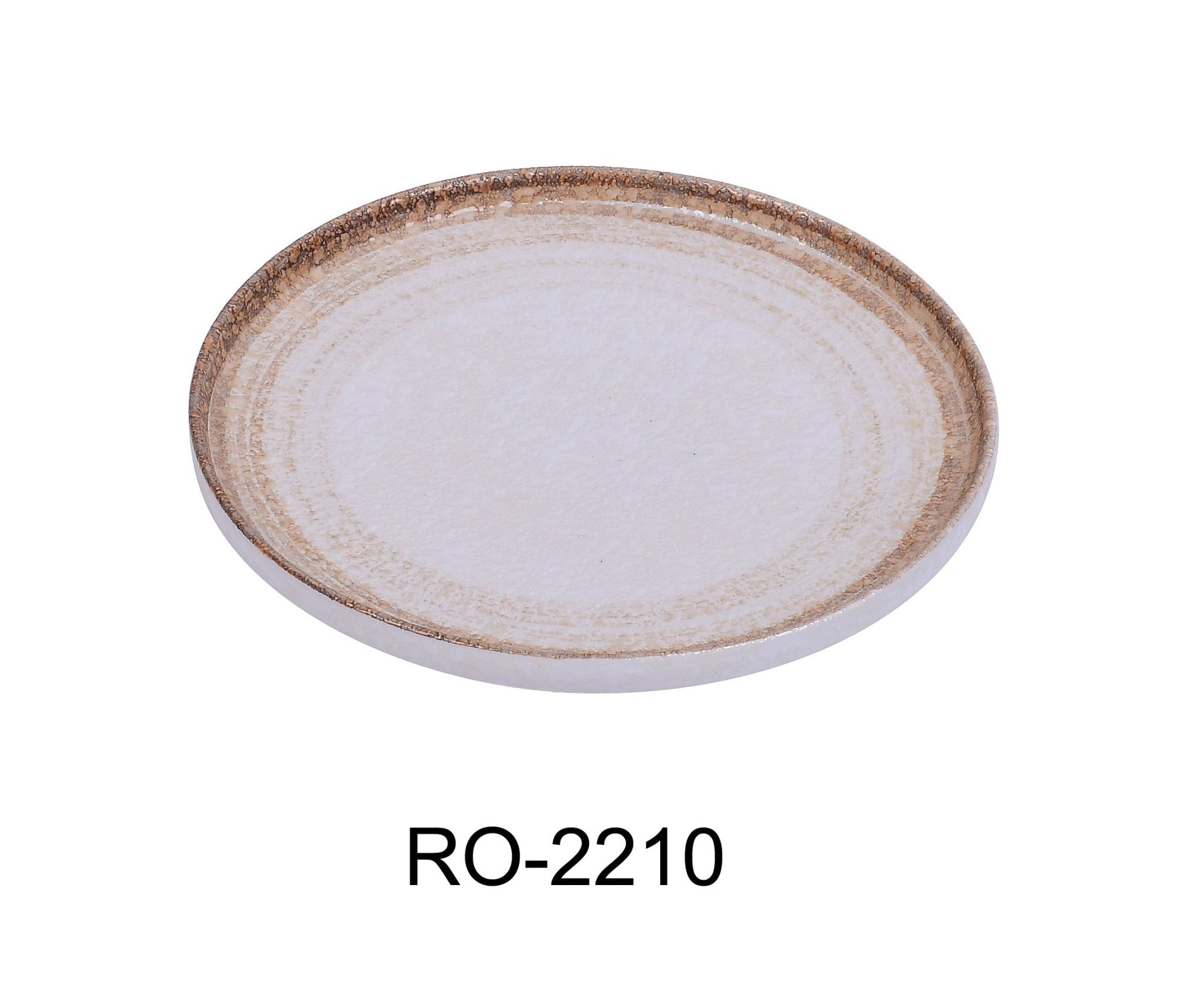 Yanco RO - 2210 ROCKEYE - 2 10" x 1 1/8" Round Plate, China, Two - Tone, White & Brown, Pack of 12