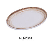 Yanco RO - 2314 ROCKEYE - 2 14" x 9 1/4" x 1 1/2" Oval Platter, China, White & Brown, Pack of 12