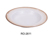 Yanco RO - 2611 ROCKEYE - 2 11" x 8" x 1 3/4" Pasta Bowl, 16 Oz, China, Round, White & Brown, Pack of 12