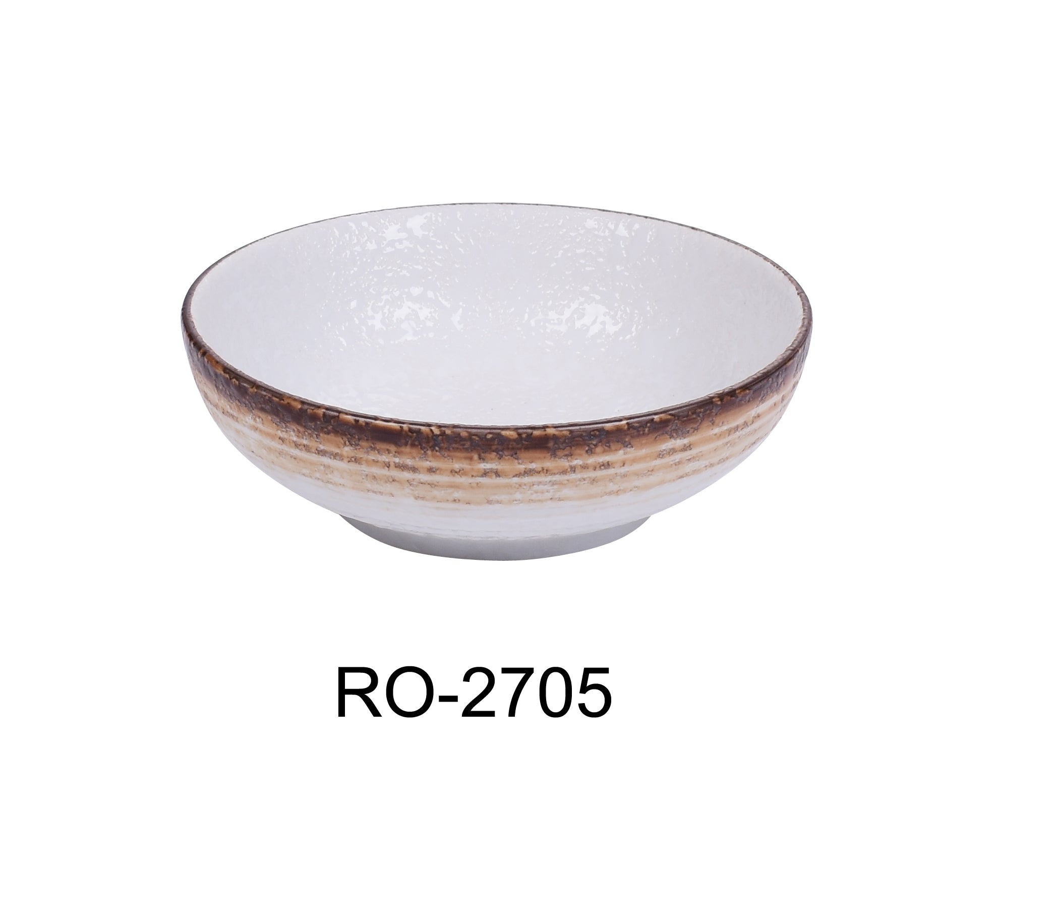 Yanco RO - 2705 ROCKEYE - 2 5" x 1 3/4" Miso Soup Bowl, 8 Oz, China, Round, White & Brown, Pack of 36