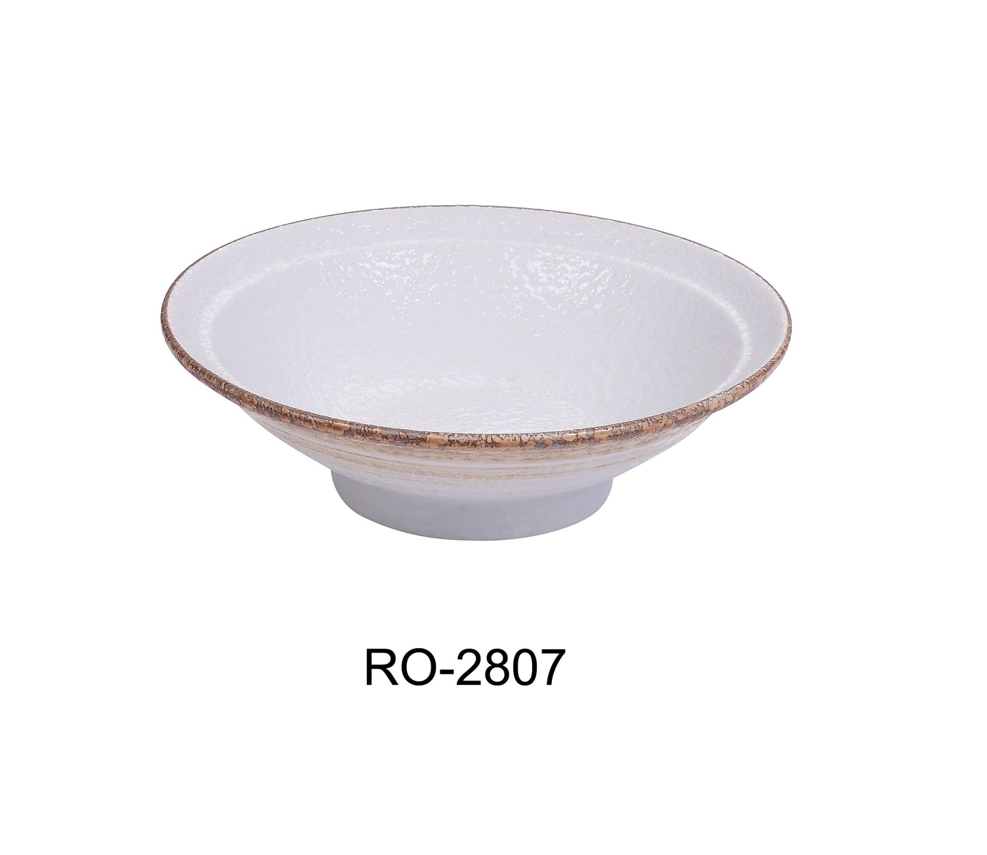 Yanco RO - 2807 ROCKEYE - 2 7 3/4" x 2 1/4" Ramen Bowl, 16 Oz, China, Round, White & Brown, Pack of 12