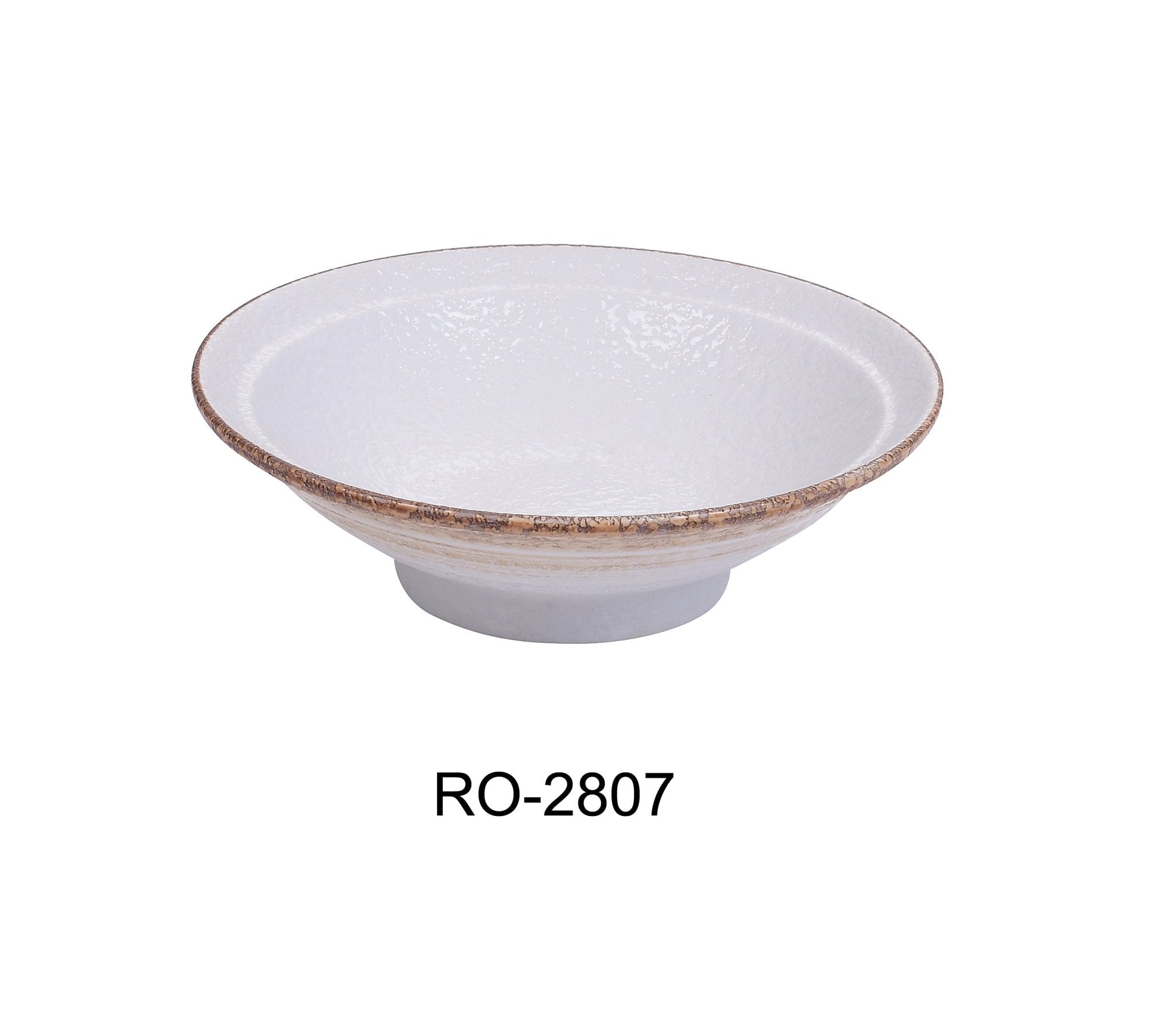 Yanco RO - 2807 ROCKEYE - 2 7 3/4" x 2 1/4" Ramen Bowl, 16 Oz, China, Round, White & Brown, Pack of 12