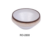 Yanco RO - 2808 ROCKEYE - 2 8" x 3 1/2" Fusion Bowl, 46 Oz, China, Round, White & Brown, Pack of 12